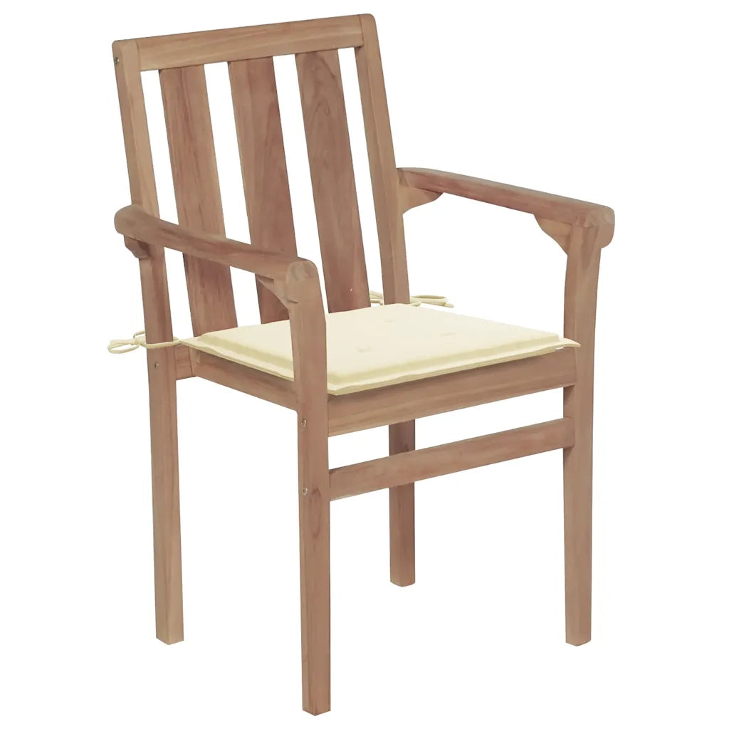 Sedie da Giardino 2 pz con Cuscini Crema Massello di Teak cod mxl 6143