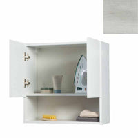 Pensile Bagno Lavanderia con 2 Ante e Vano a Giorno 57,5x27x58 cm in Nobilitato Olmo Bianco