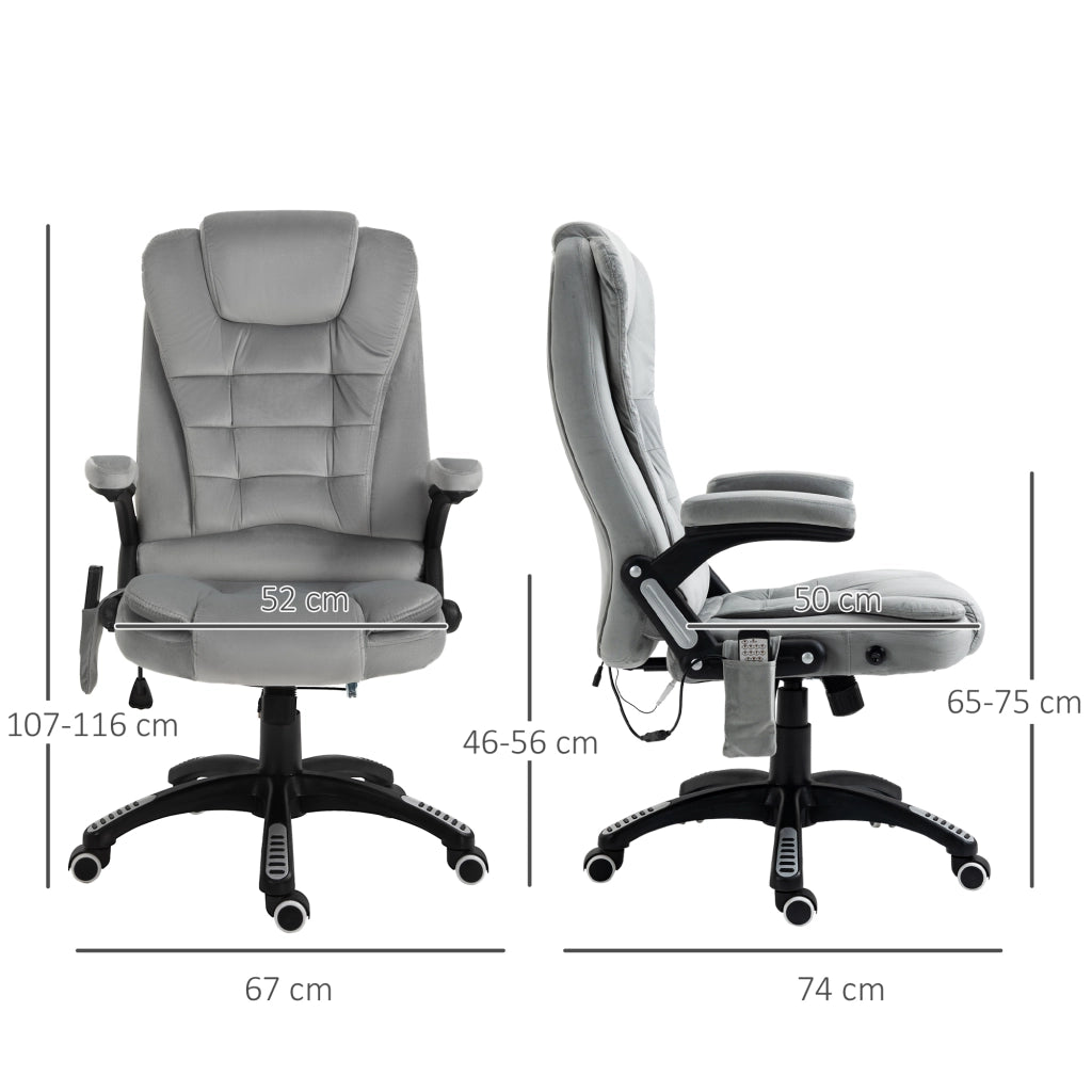 Sedia ufficio ergonomica con funzione massaggio e riscaldamento, girevole 360°, grigia