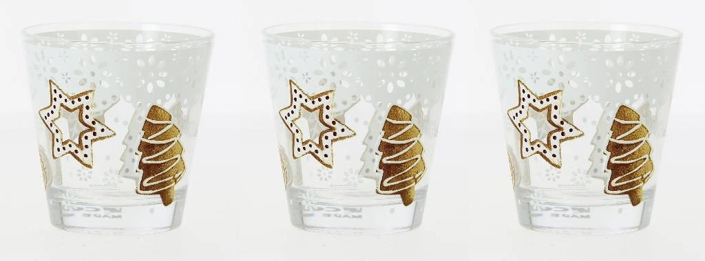Set 3 Bicchiere acqua in vetro nadia christmas biscuits 250 cc cerve