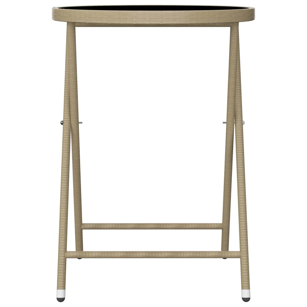 Set Bistrot da Giardino 3 pz Polyrattan e Vetro Temperato Beige cod mxl 37924