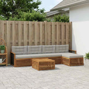 Set di divani da esterno 6 pz Naturale e Grigio Chiaro 3383264