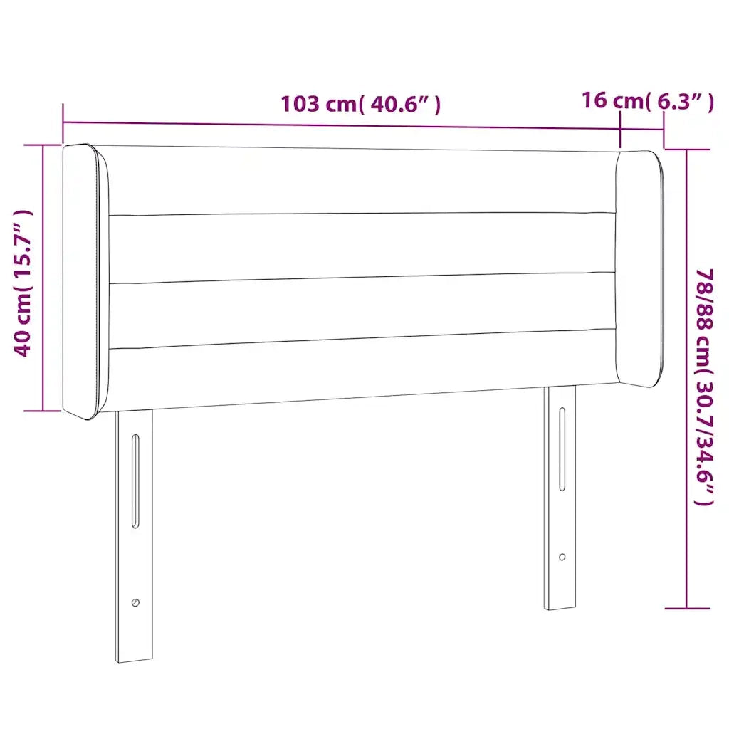 Testiera | Testata ad Orecchio Blu Scuro 103x16x78/88 cm in Velluto