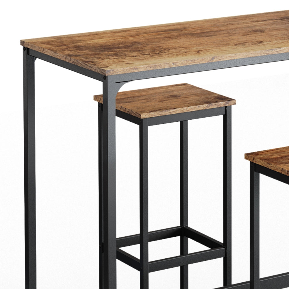 Vicco Tavolo bar con sgabelli Legno antico 120 x 50 cm con 2 sgabelli da bar
