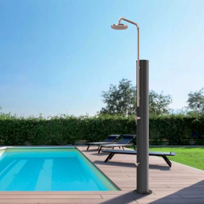 Doccia solare piscina con lavapiedi CHROME in acciaio 304 Astralpool - Doccia Solare Piscina Con Lavapiedi Chrome In Acciaio 304 Astralpool Antracite - Acciaio