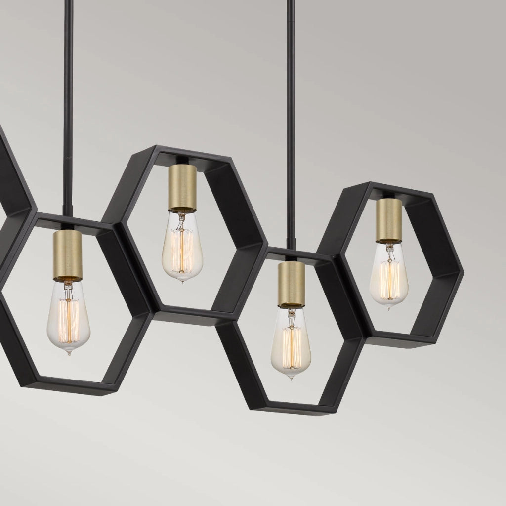 Lampada a sospensione per tavolo nera Bismarck 5xE27 Quoizel