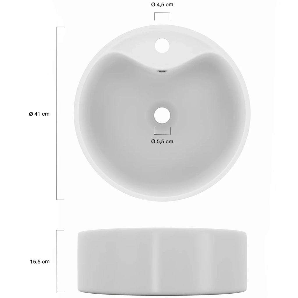IDMarket - Lavabo rotondo a colonna in ceramica bianca L. 41 x L. 41 x H. 15,5 cm