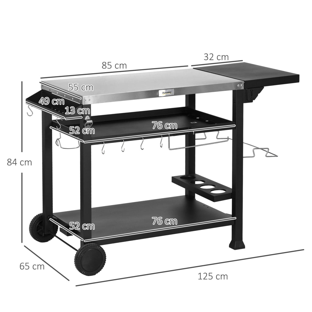 Carrello Barbecue con Accessori ¨C Zephmum ¨C Nero 125x65x84 cm