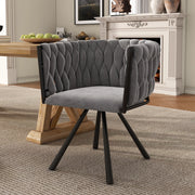 Sedia da pranzo girevole 360 con schienale ergonomico imbottito e struttura in metallo in velluto grigio set da 6