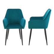 Set da 2 Poltrone Hollola Sedie per Sala Pranzo Effetto Velluto Turchese [en.casa]