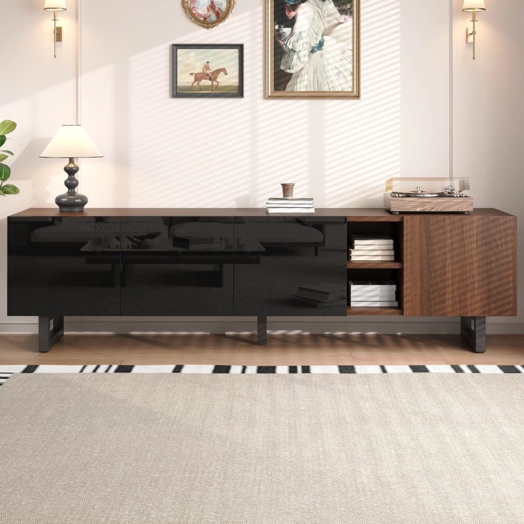 Cassettiera per TV nera e naturale in MDF lunghezza 180 cm