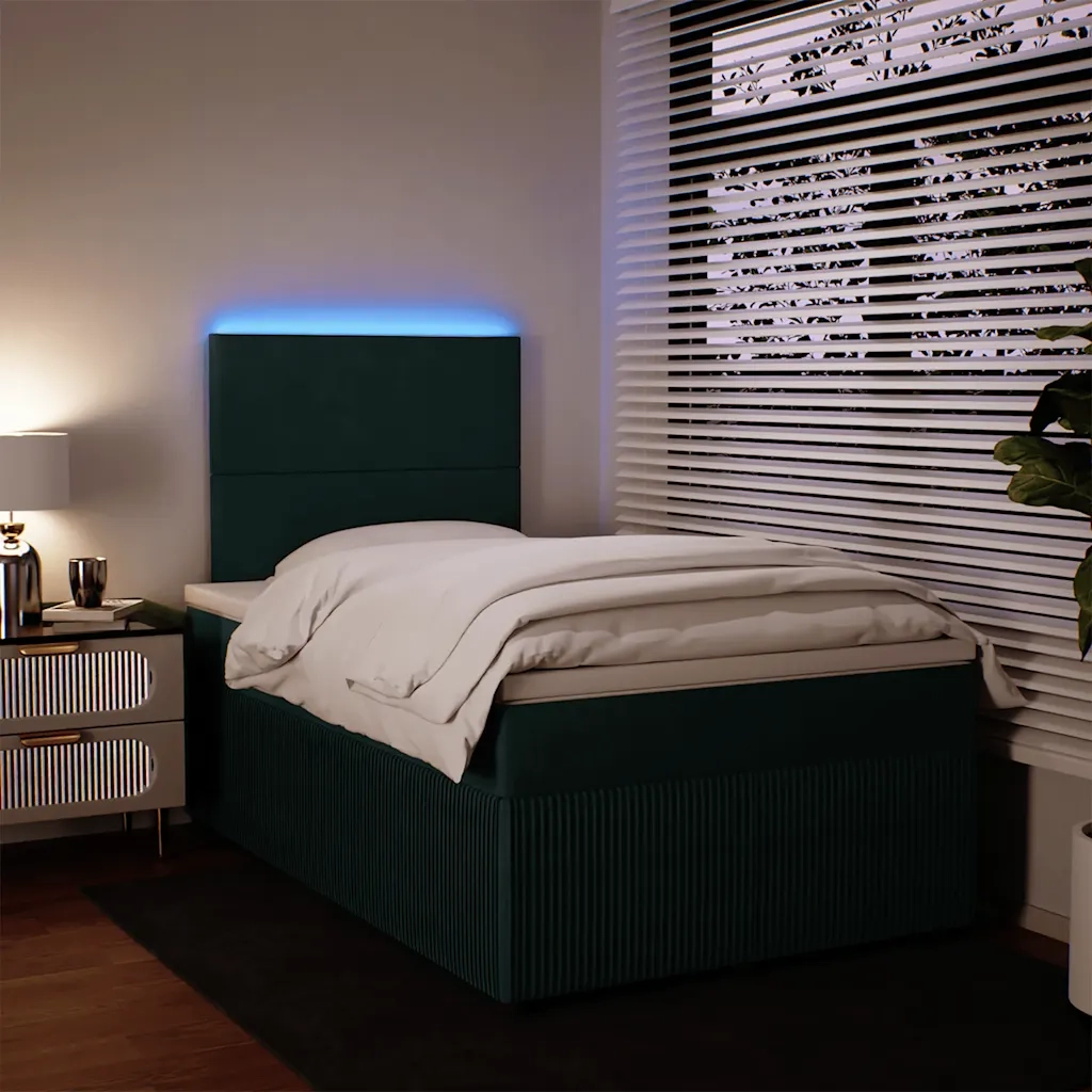 Giroletto a Molle con Materasso Verde Scuro 120x190 cm Velluto