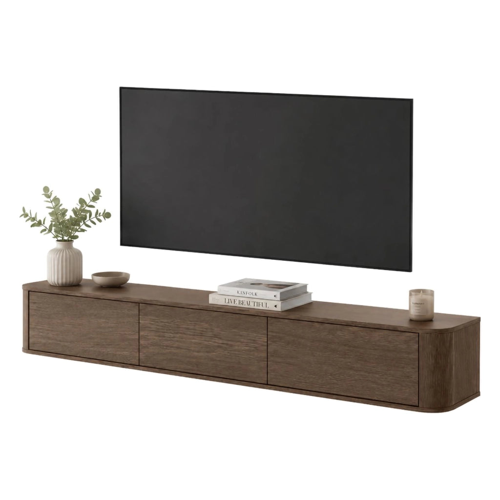 Kahate, Mobile Porta tv 3 Cassetti, 200x34x28h cm Marrone Noce