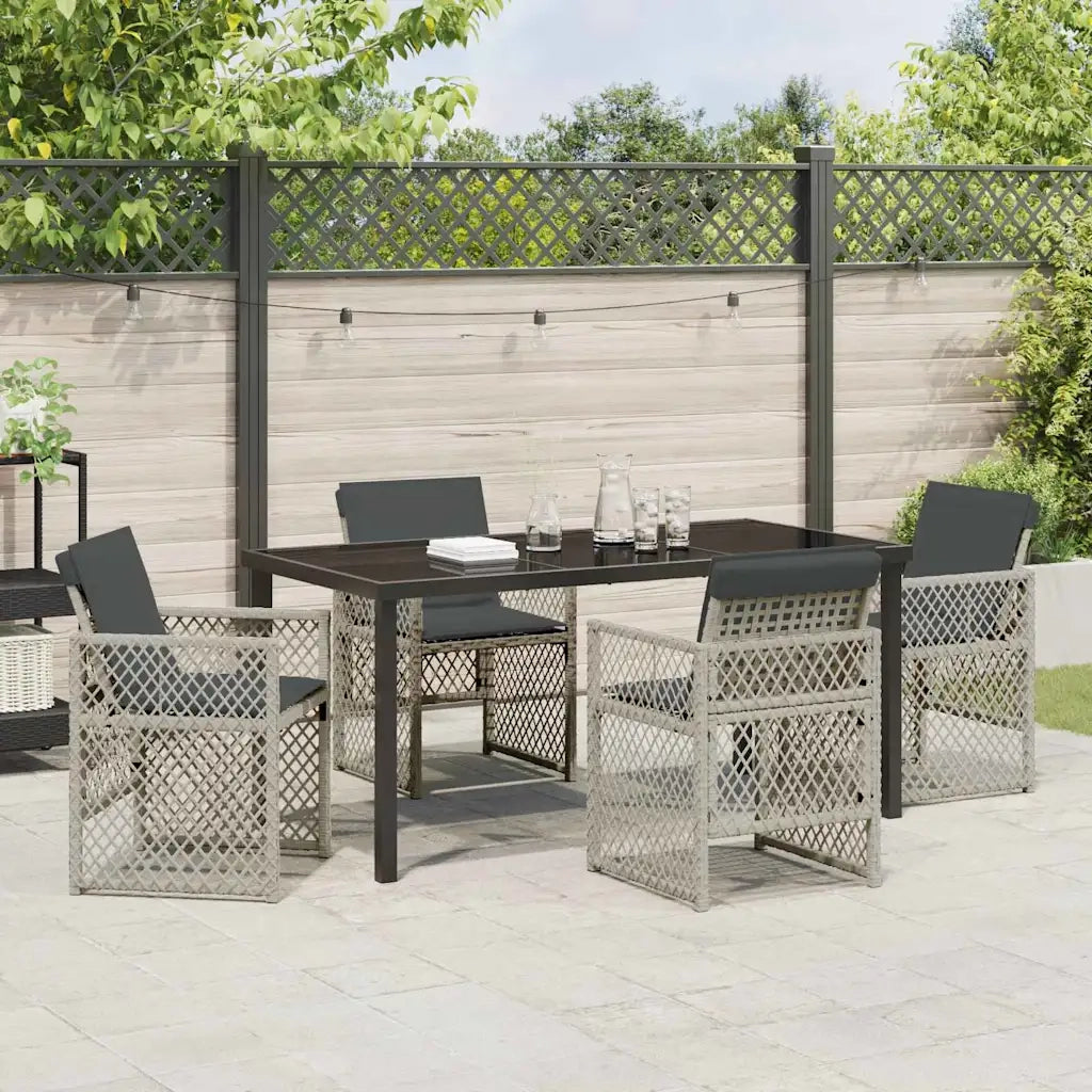 Set da Pranzo per Giardino 5 pcs Grigio chiaro polyrattan
