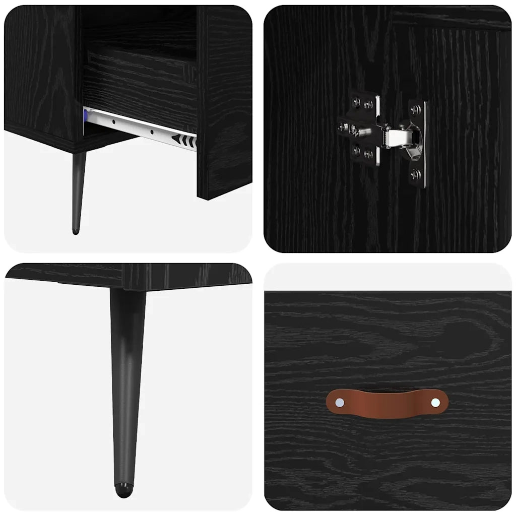 Credenza | Madia | Buffet da pranzo | Armadio da pranzo con cassetto Rovere Nero 69,5 x 31 x 115 cm