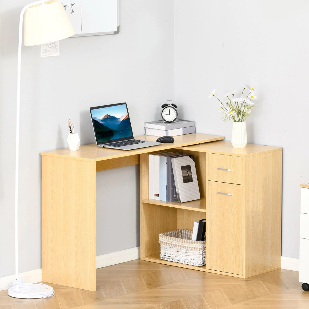 Scrivania per Computer con 2 Ripiani e 2 Cassetti ¨C Zephmum ¨C Rovere Legno 117x82x74 cm