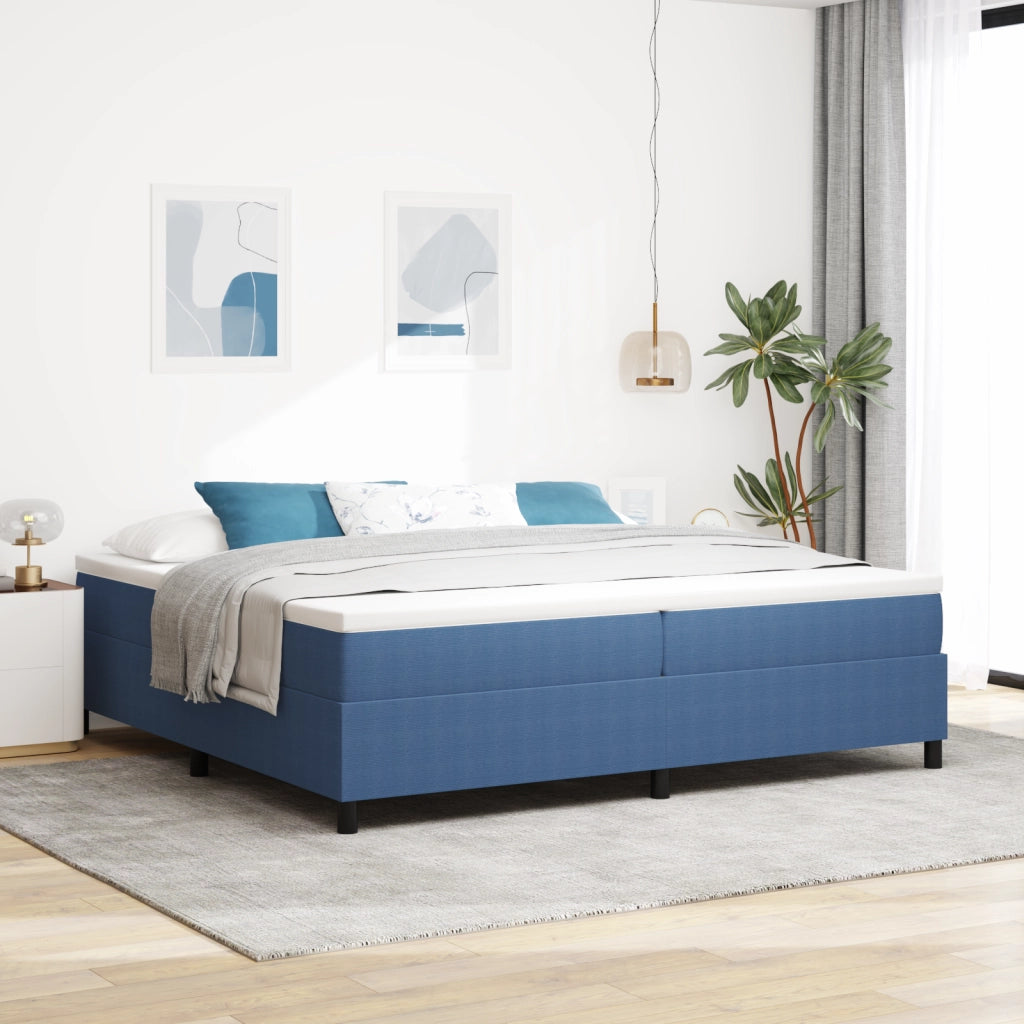 Letto con Box Spring Blu 200x200 cm Tessuto in Corduroy