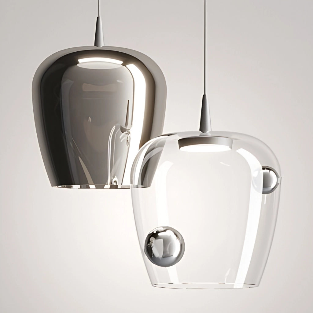 Zafferano Lampada a sospensione Bilia LED 27 cm in Alluminio e Oro Antico, design in vetro borosilicato soffiato a bocca, dimmerabile a taglio fase