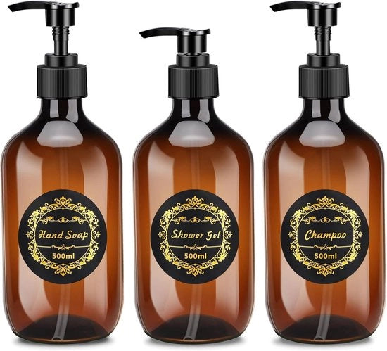 Dispensatore di sapone - impermeabile e resiste all'acqua - 3 pezzi - PET plastica