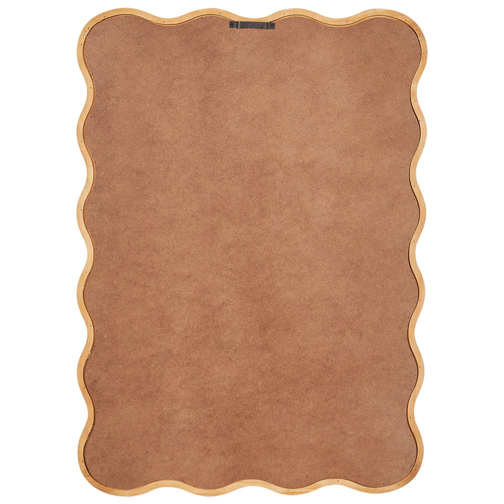 Specchio da parete in legno chiaro con cornice di pino e vetro 50 x 72 cm, pezzo decorativo irregolare montato a parete, stile moderno