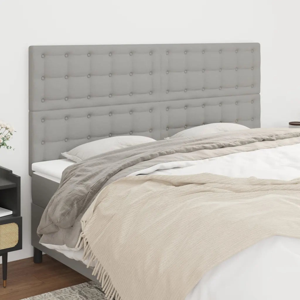 Testiera-Testata Decorativa Grigio Chiaro 200x5x118/128 cm Tessuto 673776