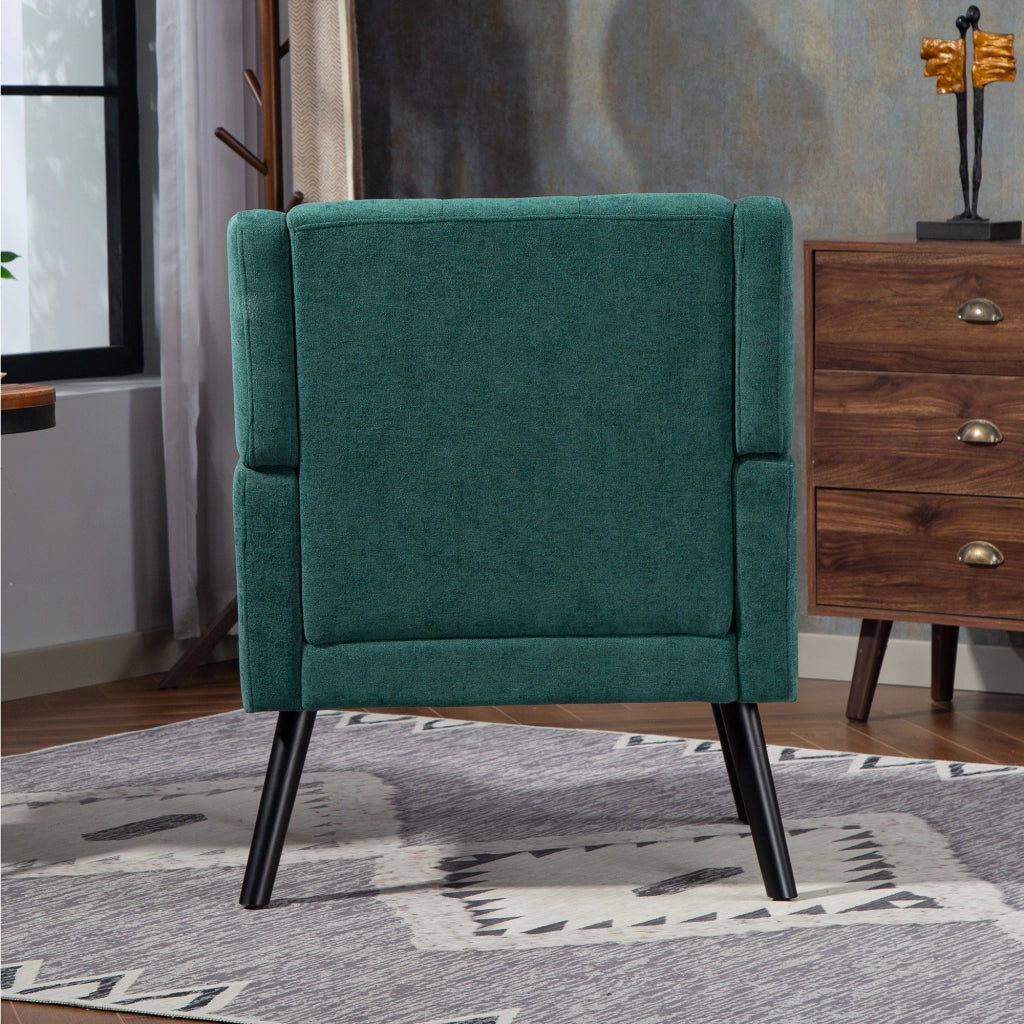 POLTRONA Imbottita 68x29,5x67 cm Verde Retrò in lino e legno massello