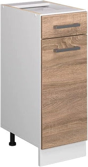 Mobiletto base per cucina R-Line, Sonoma, 30 cm senza piano di lavoro, per la libera combinazione all'interno di sistemi cucina modulari
