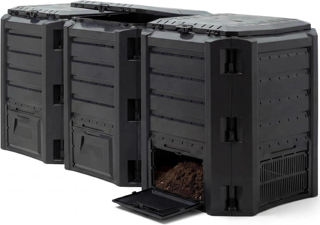 ® Compostiera 800L Compostaggio Veloce 135x72x83cm Composter Rapido Resistente alle Intemperie