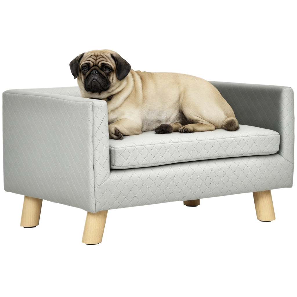 Divanetto per Cani e Gatti ¨C zephmum ¨C Velluto Grigio, Legno, 64x45x36cm