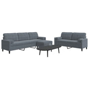 vidaXL Set di Divani 3 pz con Cuscini e Rinforzi Grigio Scuro Velluto