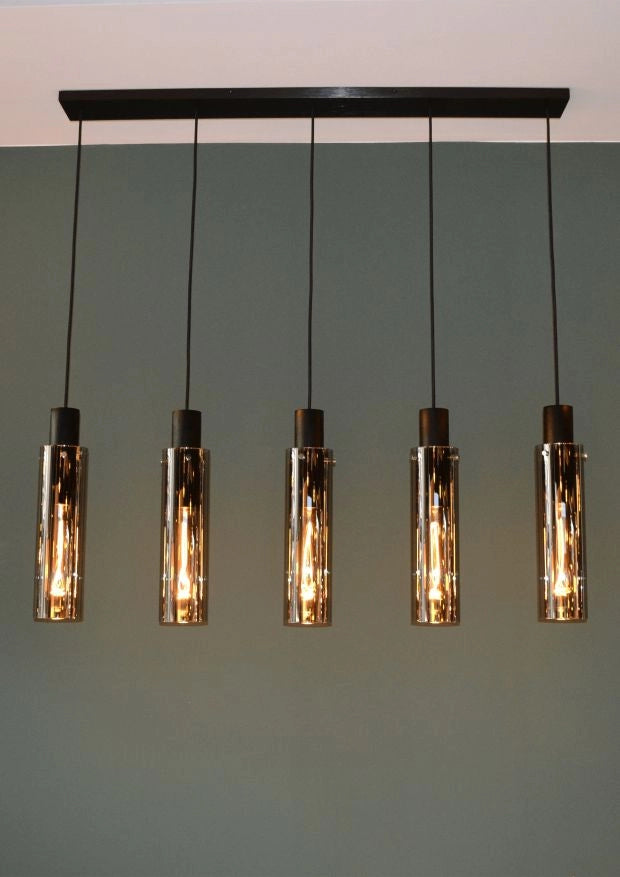 Lampadario Lucide Orlando 5xE27 nero metallo/vetro