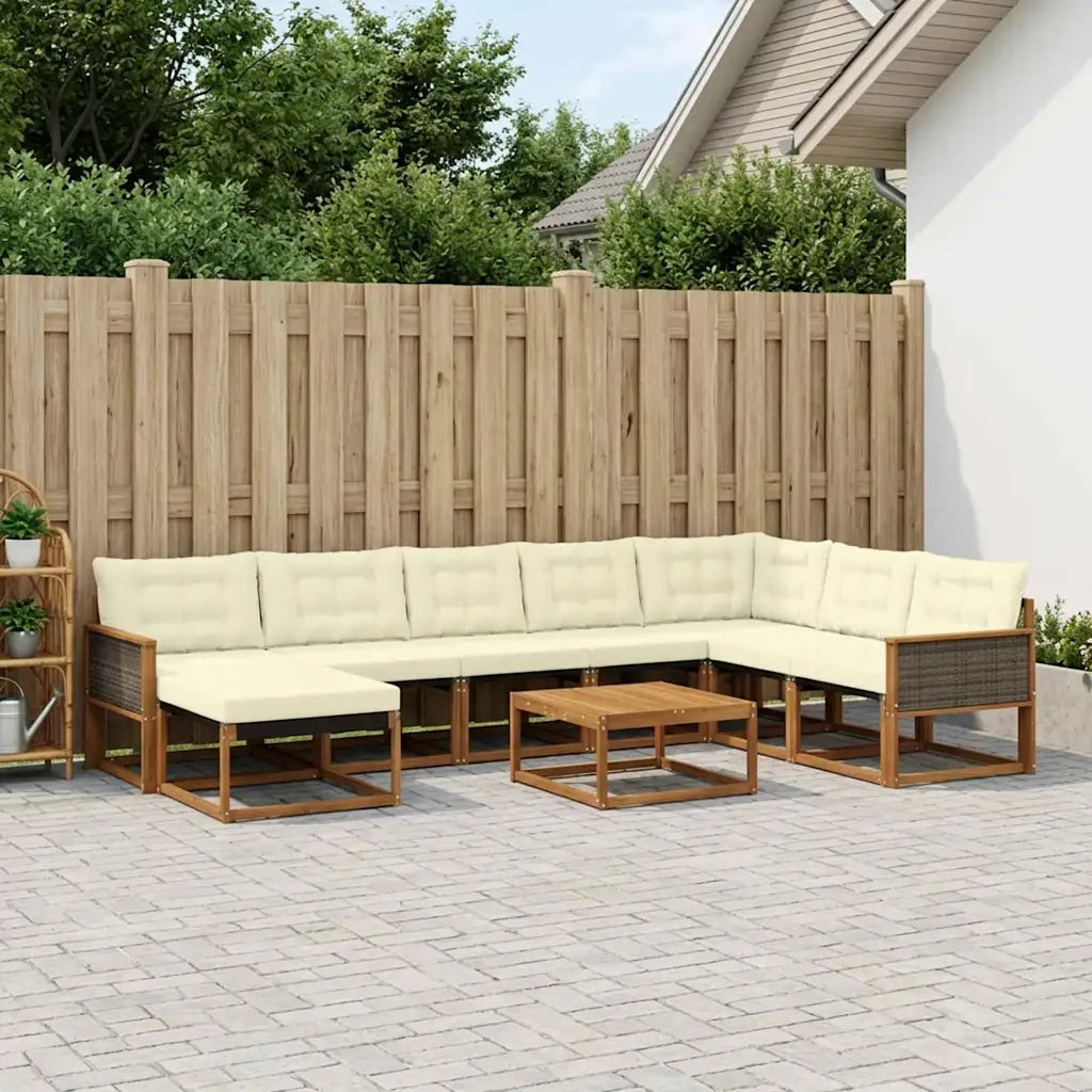 Set di divani da esterno con cuscino 9 pcs Naturale e Crema