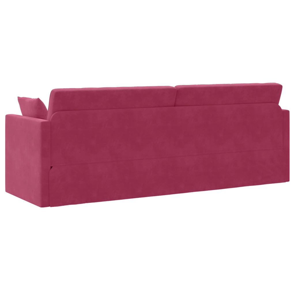 Divano Letto a Terra 2-in-1 Rosso Vino 213x144x60 cm Velluto