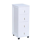 VESUVIO CASSETTIERA POKERINO COLORE BIANCO IN FAGGIO BASE INFERIORE DI BETULLA 4 CASSETTI RUOTE IN PLASTICA GOMMATA  84X29X39 CM