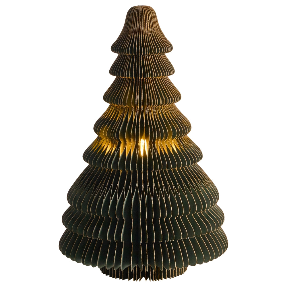 Figurina albero di Natale LED Carta a nido d'ape verde Effetto 3D con luci LED Stile origami Festivo