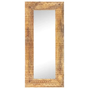 Specchio Intagliato a Mano Bianco 110x50x2,5 cm Legno di Mango 321649
