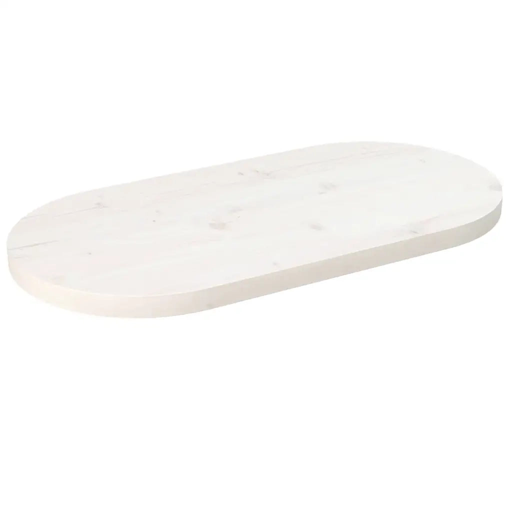 Piano Tavolo Bianco 70x35x2,5cm in Legno Massello di Pino Ovalecod mxl 72137