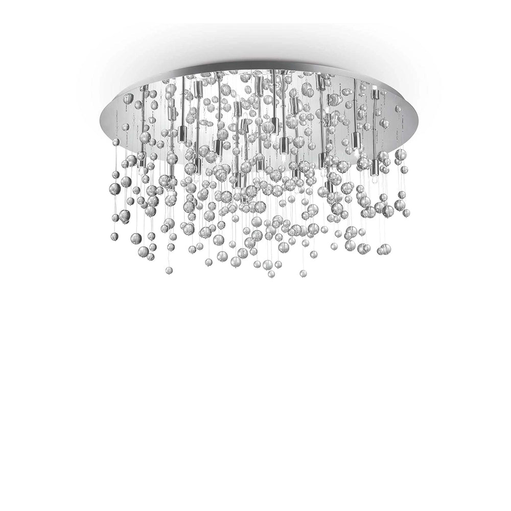 Plafoniera Contemporanea Neve Metallo Cromo 15 Luci G9 3W 3000K Luce Calda