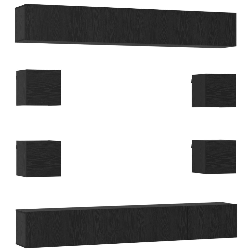 Set mobile TV 8 pz-Credenza per TV 100 x 30 x 30 cm Rovere Nero