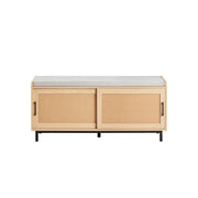 Panca Scarpiera Con 2 Porte Scorrevoli Naturale E Grigio 110x40x49cm FSR154-N