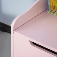 Cassapanca Portagiochi in Legno, Panca Contenitore per Cameretta Coperchio con Pistone Pneumatico, 60x40x48cm, Rosa