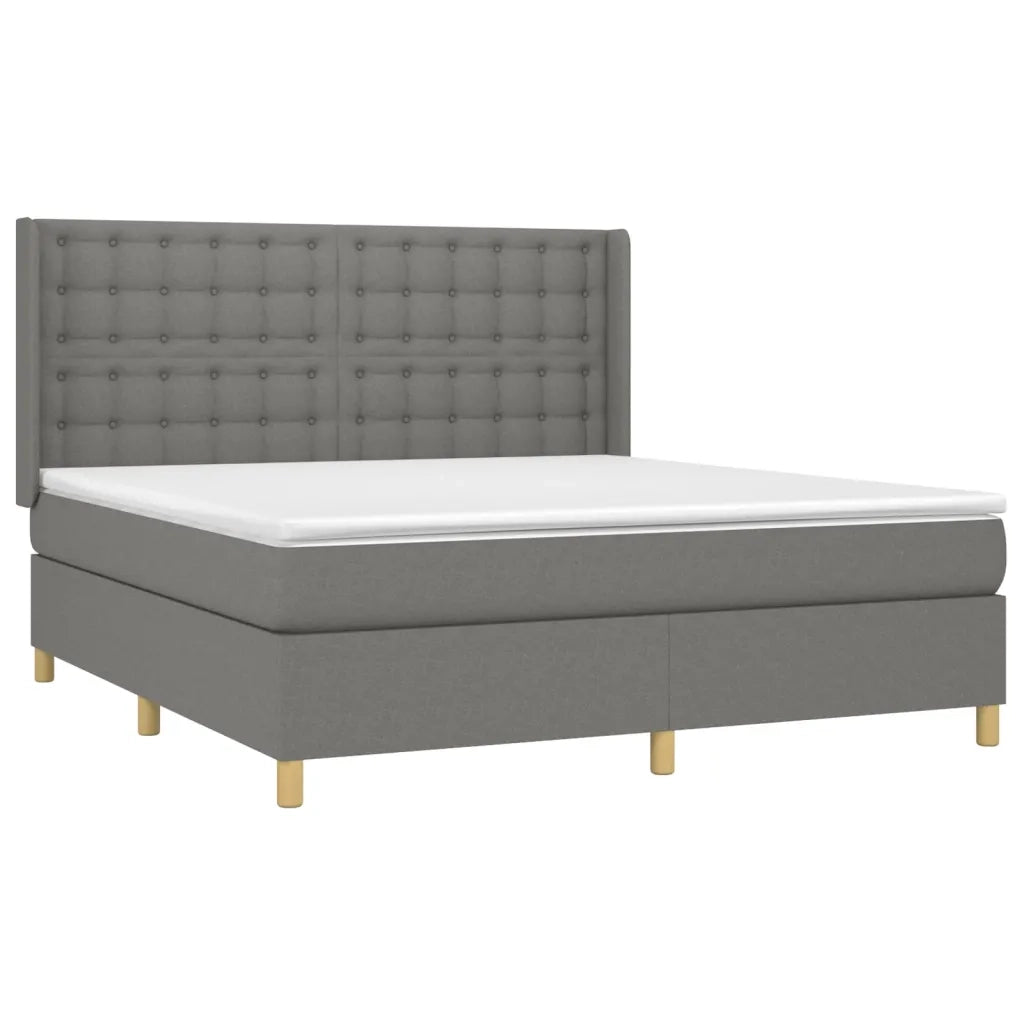 Giroletto a Molle con Materasso Grigio Scuro 160x200 cm Tessuto 3132322