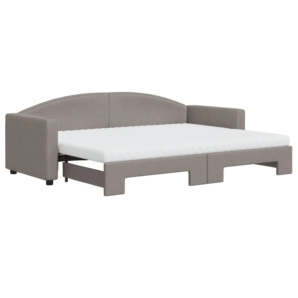 Divano Letto Estraibile con Materassi Tortora 80x200 cm Tessuto