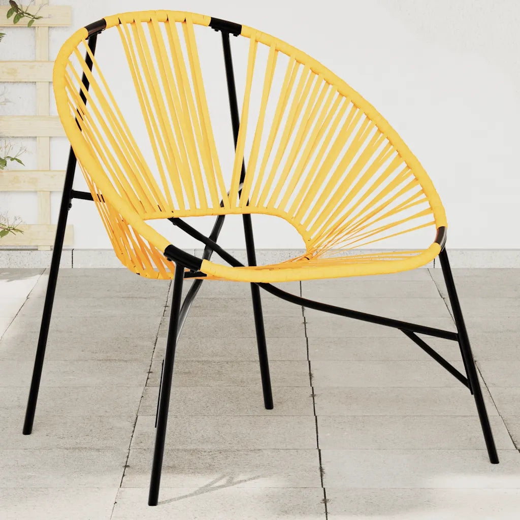 Sedia da Uovo da Giardino | Sedie da Esterno in Polyrattan Nero e Giallo