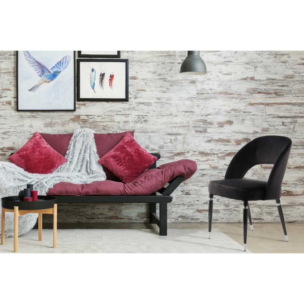 Set di 2 sedie Courtney 500 in velluto nero e argento