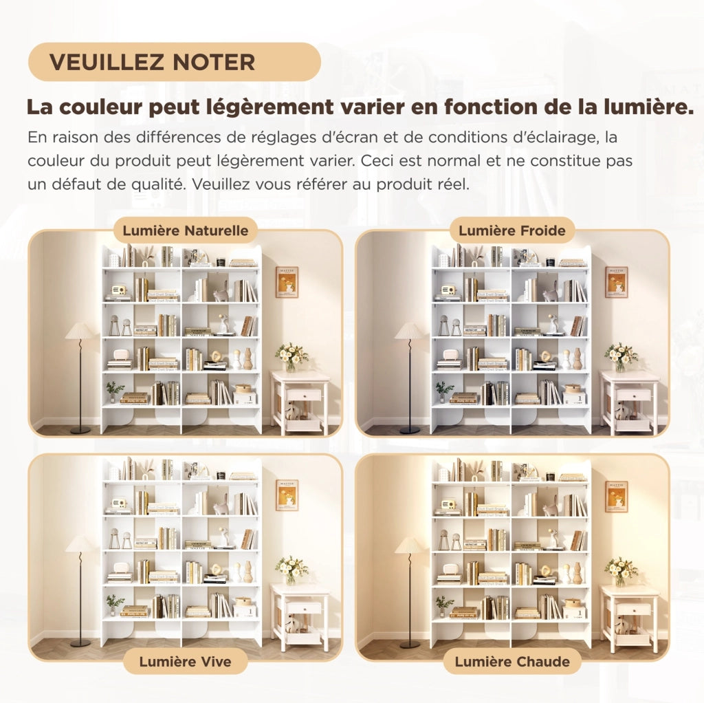 Libreria a giorno con 5 ripiani 160x135x25 cm in truciolare bianco