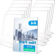 Tavolo da Ufficio A4, Stand per Annunci in Vetro, Supporto per Fotografie, Ristoranti, Caffè, Uffici con 10 pezzi.
