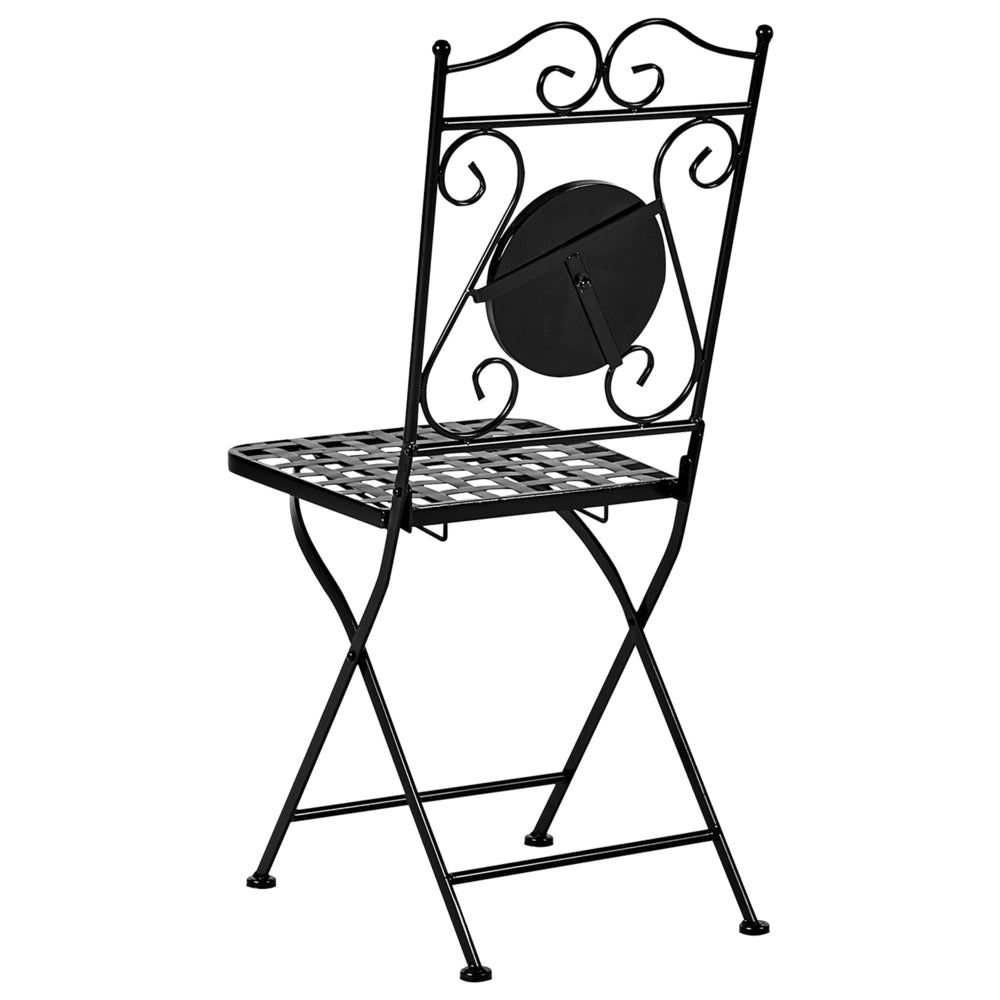 Set da balcone tavolo e sedie da giardino in metallo nero stile vintage