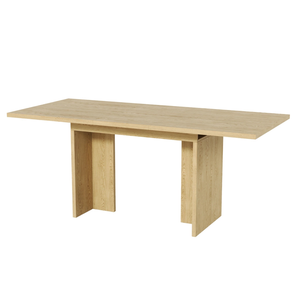 Tavolo allungabile per 6-8 persone con piano spesso 30 mm, struttura a T, in MDF, rovere, 180 × 80 × 75 cm