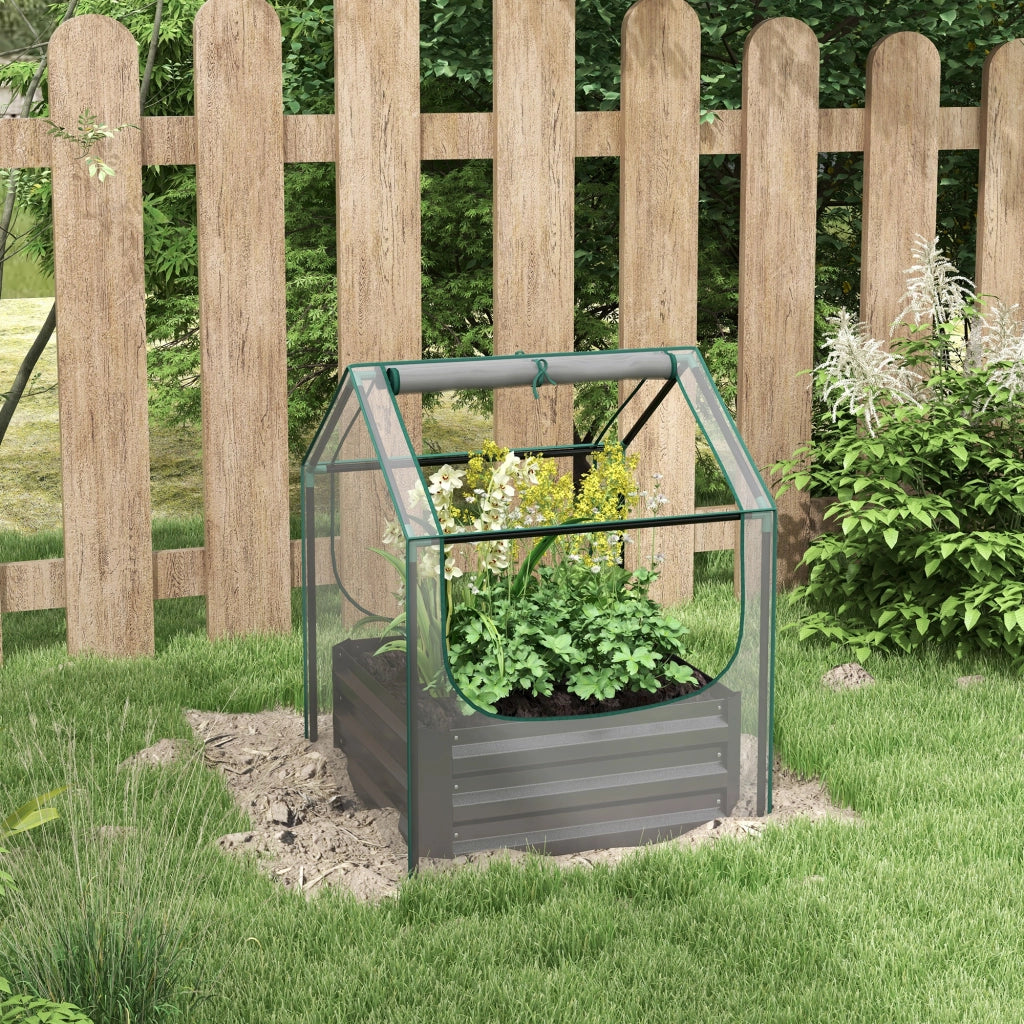 Letto da giardino rialzato con serra ¨C Minimal ¨C 70x70x90 cm grigio scuro